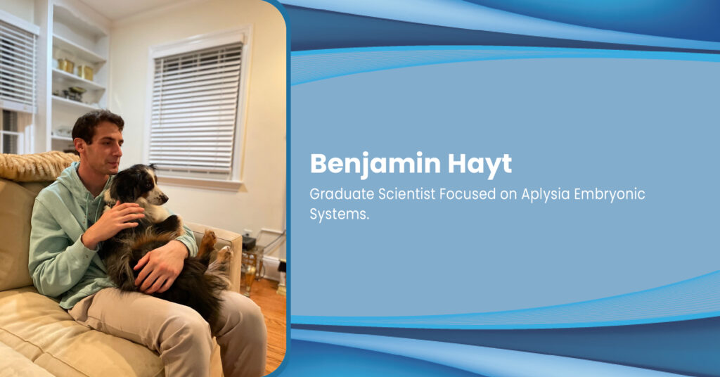 A person sitting on a sofa with a dog in a graphic labeled Benjamin Hayt
